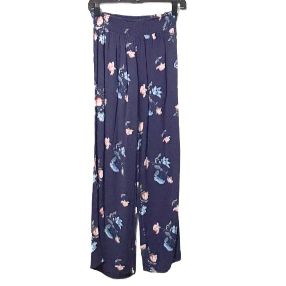 Ivy & Main Blue Floral Wide Leg Pants